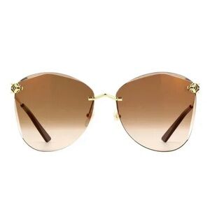 Cartier Panthère Classic 24K-Gold-Plated Butterfly Sunglasses